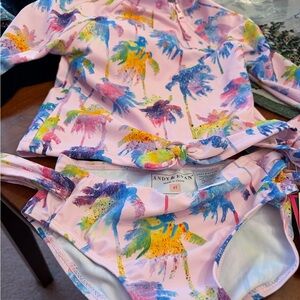 Andy & Evan Pink Rashguard with Colorful Palm Print